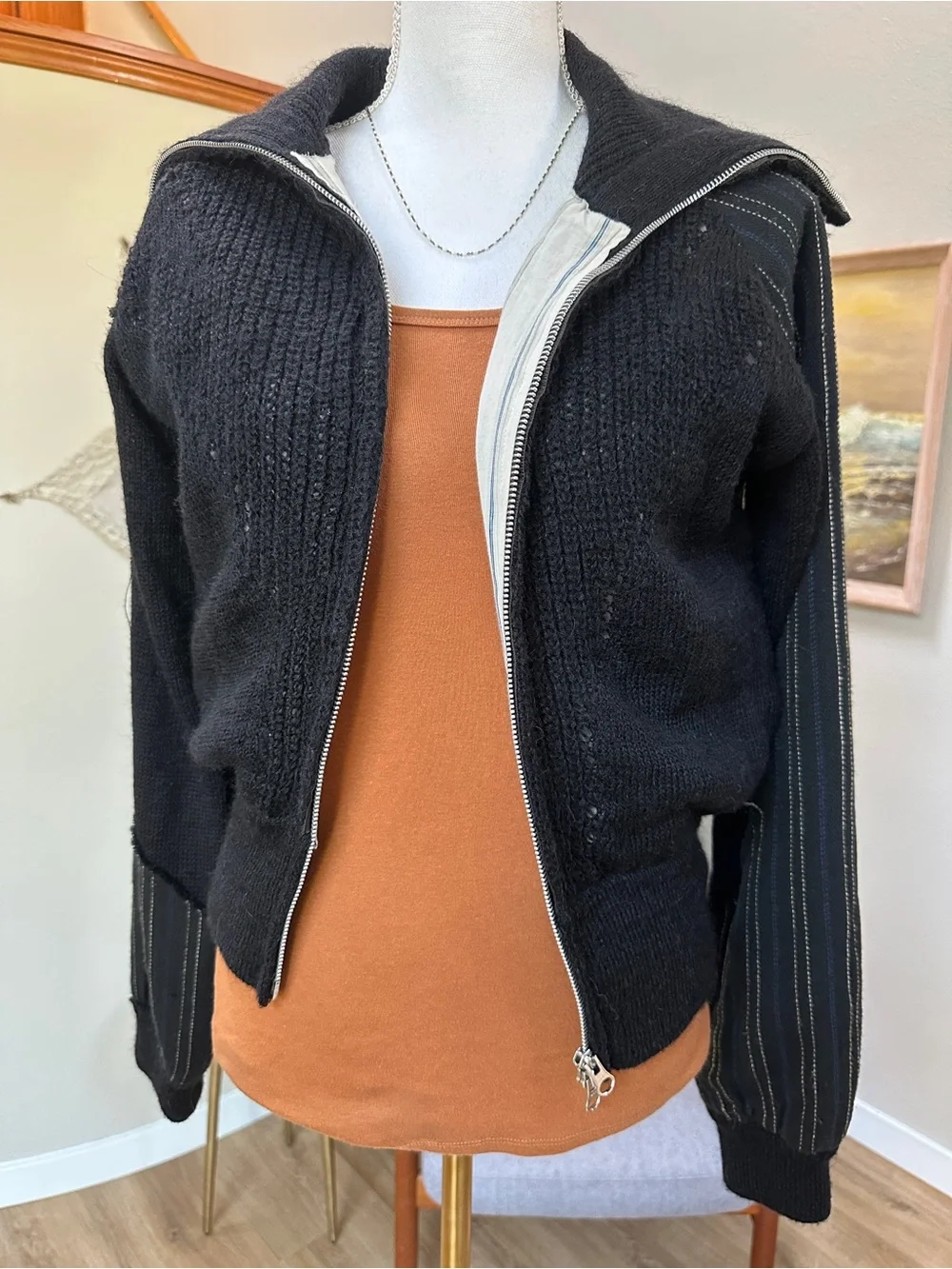 Vintage free people wool cotton combination baseball jacket